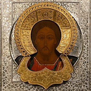 Russian Icon with Bust of Christ Pantokrator