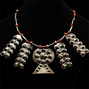Elamite Carnelian Necklace with Silver Pendants
