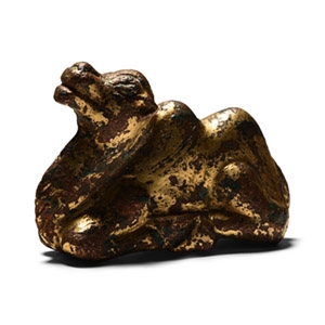 Western Asiatic Gilt Copper Recumbent Camel