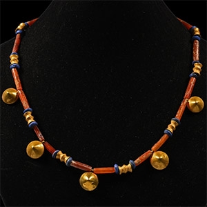 Elamite Carnelian Necklace with Gold Tubular Pendants