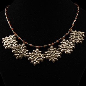 Elamite Carnelian Necklace with Silver Pendants