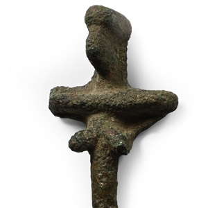 Elamite Bronze Pin with Female Figure