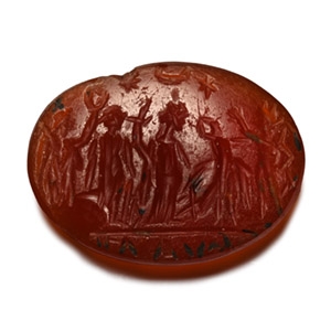 Roman Gemstone with Victory Coronation Scene with Hebrew Script