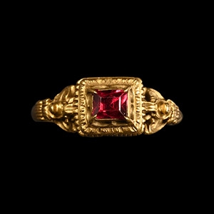 Renaissance Gold Ring with Burmese Spinel Ruby