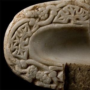 Coptic Marble Liturgical Vessel Fragment with Inscription