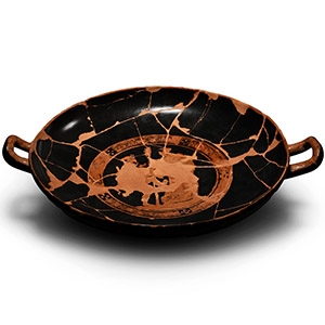 Greek Attic Red-Figure Kylix with Dancing Nymphs and Satyrs
