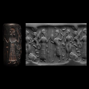 Western Asiatic Steatite Cylinder Seal with Figures