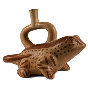 Moche Painted Ceramic Lizard Stirrup Jar