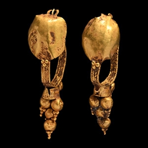Roman Gold Earrings with Shield