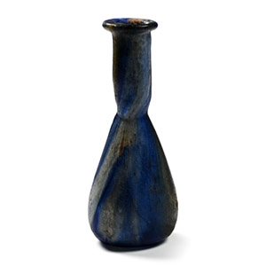 Roman Marbled Glass Blue Bottle