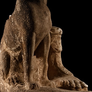 Roman Marble Statue Fragment with Dog