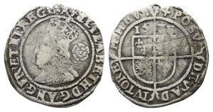 England. Tudor, Elizabeth I AR Threepence.