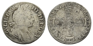 England. Stuart (Orange), William III AR Sixpence.