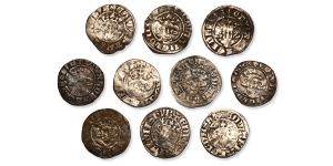 Group of Ten [10] Plantagenet, England AR Pennies.