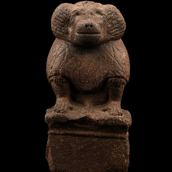 Egyptian Brown Quartzite Figure of the Baboon God Thoth