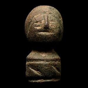 Medieval Bronze Knife Handle Pommel with Bust