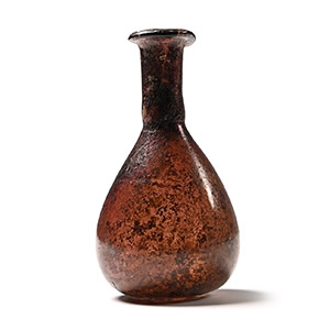 Roman Aubergine Glass Bottle with Iridescence