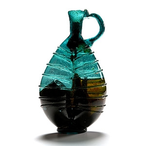 Western Asiatic Glass Ribbed Double Unguent with Contents