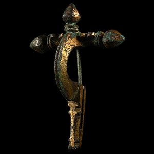 Large Roman Gilt Bronze Crossbow Brooch Type 2 with Pin
