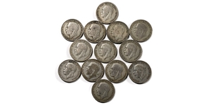 Group of Thirteen [13] Great Britain, George V AR Florins.