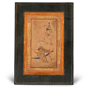Persian Painting of a Kneeling Warrior