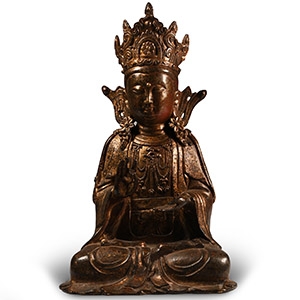 Chinese Style Gilt Bronze Seated Bodhisattva Statue