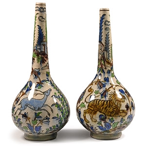 Persian Glazed Vase Pair