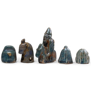 Western Asiatic Style Blue Glazed Gaming Piece Group