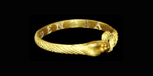 Medieval Gold Snake Ring Inscribed PRVDENTIA