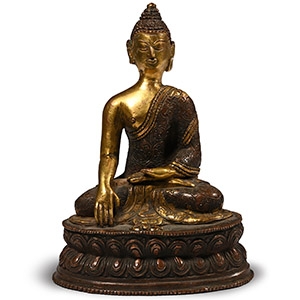 Tibetan Style Gilt Bronze Seated Buddha Statue