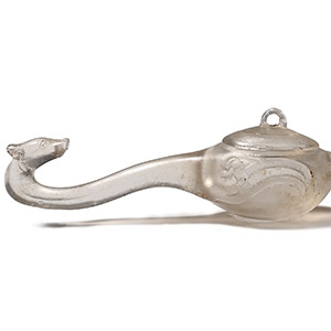 Chinese Style Lidded Glass Vessel with Beast Hook