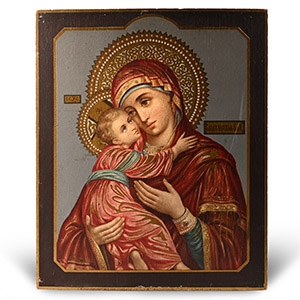 Russian Wooden Orthodox Icon of Mother of God Kazanskaya