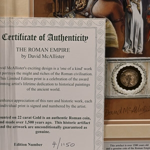 Silver Roman Coin and Framed Limited Edition Print