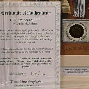 Bronze Roman Coin and Framed Limited Edition Print