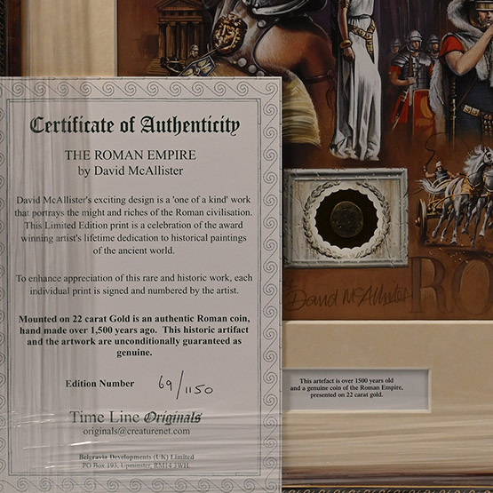 Bronze Roman Coin and Framed Limited Edition Print