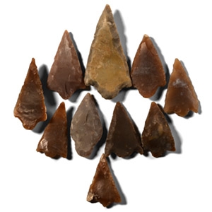Large Stone Age Barbed and Tanged Arrowhead Collection