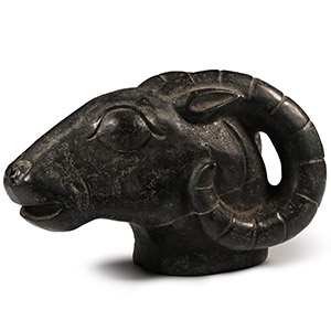 Western Asiatic Style Black Stone Head of a Ram