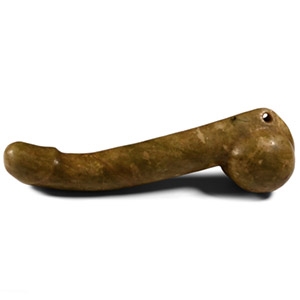 Large Chinese Style Green Stone Phallus