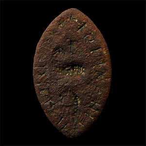 Medieval Bronze Vesica-Shaped Seal Matrix with Agnus Dei