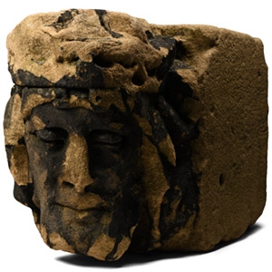 Medieval Limestone Corbel of Jesus with Crown of Thorns