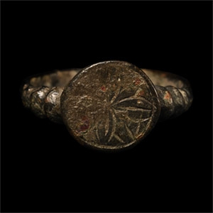Medieval Bronze Ring with Floral Cross