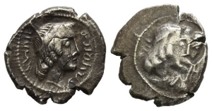 Nabataea, Obodas II, with Hagaru I AR Sela-Drachm.