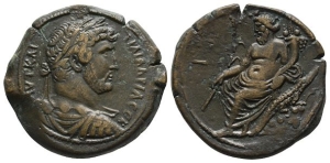 Hadrian AE Drachm of Alexandria, Egypt.