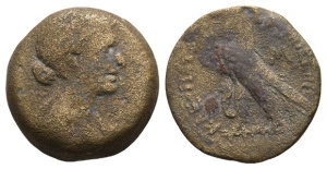 Ptolemaic Kingdom of Egypt, Cleopatra VII Thea Neotera AE Obol-40 Drachmai.