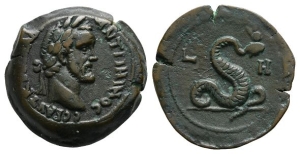 Antoninus Pius AE Diobol of Alexandria, Egypt.