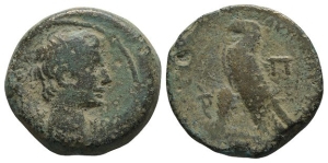 Augustus (Octavian) AE Diobol or 80 Drachmai of Alexandria, Egypt.