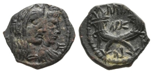 Nabataea, Aretas IV, with Shaqilat AE 18mm.