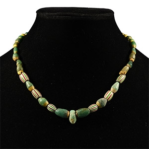 Western Asiatic and Other Green Glass Bead Necklace