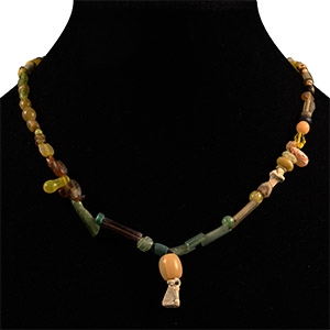 Roman Yellow Glass and Faience Bead Necklace String