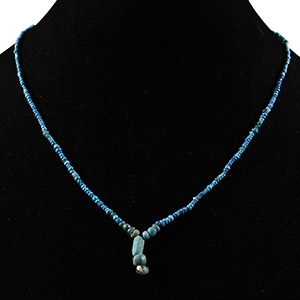 Achaemenid Pale Blue Glass and Ceramic Bead Necklace String